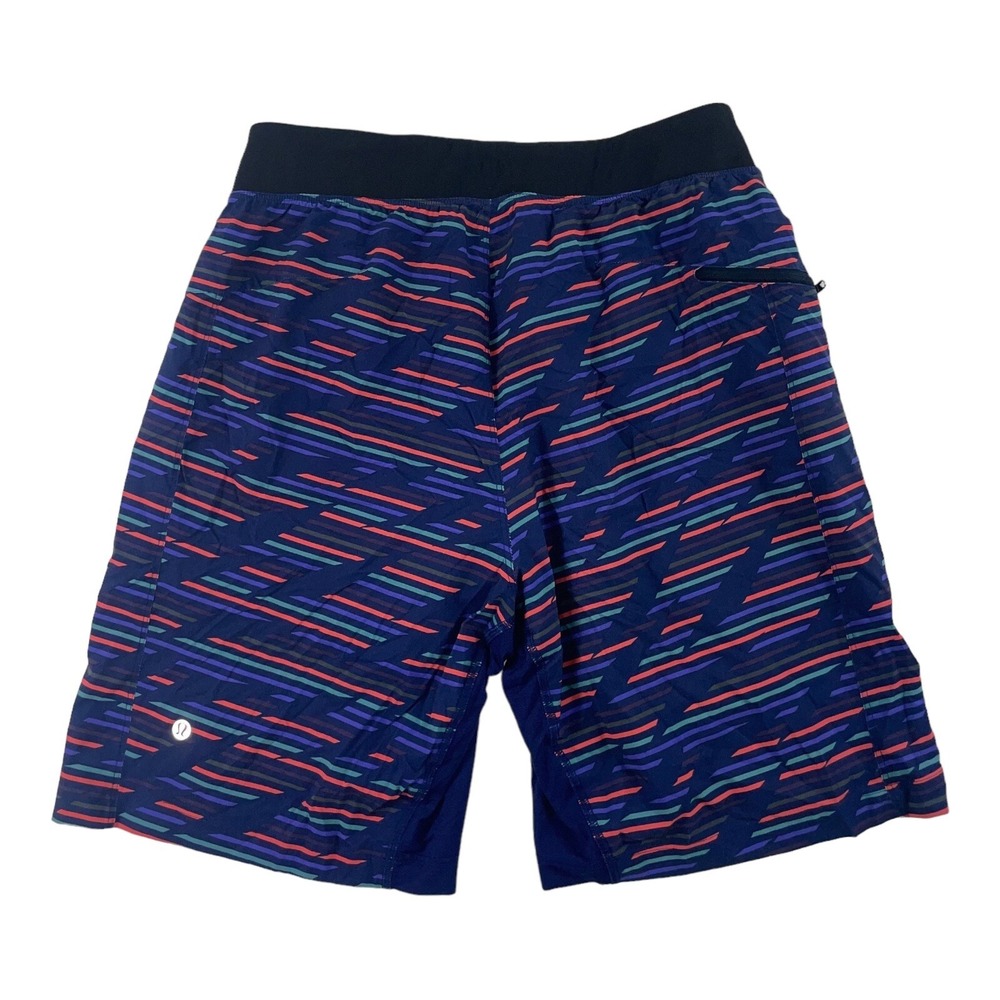 Lululemon Purple Orange Green Striped Mens Performance Short Size M Excellent